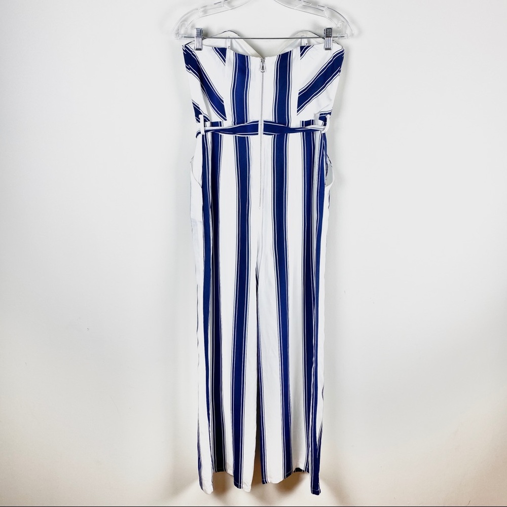 Bardot Edie Stripe Strapless Belted Jumpsuit sz 8 - Picture 6 of 8